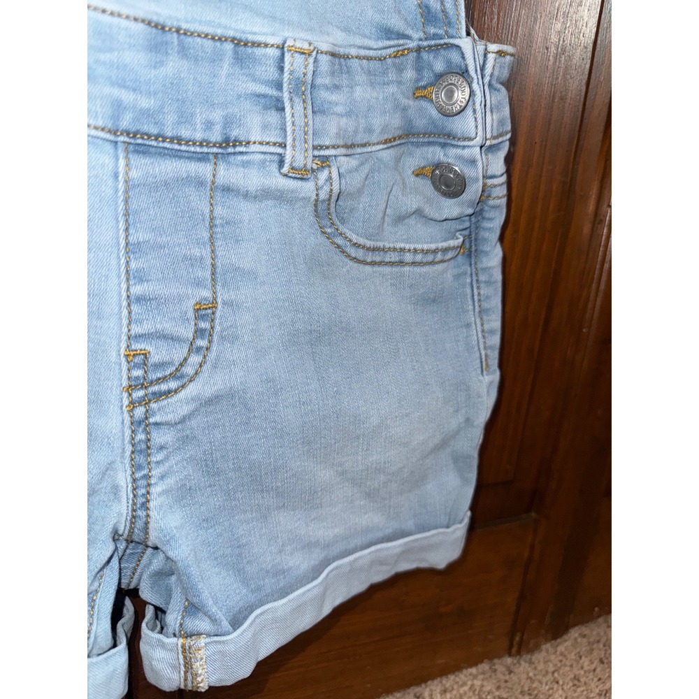 Thereabouts Girls Light Wash Denim Shortalls Bib Overalls Size 7 - Picture 2 of 4